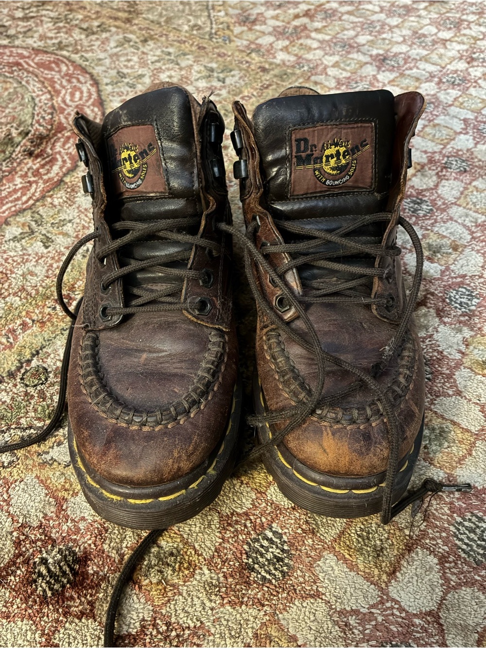 Dr. Martens Vintage Brown Leather Moc Toe Work Boots